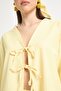 Yellow Striped Poplin Fabric Front Tie Blouse 29276 - 6