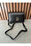 Women's Black Gold Buckle Detailed Leather Hand and Shoulder Bag - 5