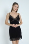 Women's Viscose Fabric Adjustable Rope Strap Lace Detailed Nightgown 18249 - 7