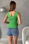 Women's Summer Fit Sleeveless Knitwear Green Blouse 0304 - 5
