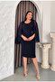 Women's Plus Size Crew Neck Drape Chiffon Detail Brooch Midi Stretchy Evening Dress 24860 - 2