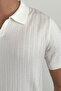 Men's Matte White Slim Fit Ribbed Polo Neck Knitwear T-Shirt - 6