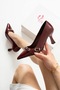 New Season Burgundy Patent Leather Women's Heeled Shoes Stiletto - 4