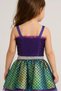 Girl's Sequined Purple Mermaid Themed Set - Strappy Crop Top and Sequin Detailed Skirt - 3