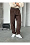Bitter Brown Pleated Baggy Fabric Trousers - 3