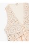 V Neck Sleeveless A-Line Mini Crochet Detail Viscose Dress - 5