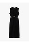 Sleeveless Crew Neck Window Detail Long Dress with Accessories - 3
