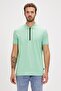 Cord polo collar green men's t-shirt - 2