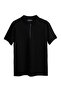 Cord black polo collar zippered men's t-shirt - 5