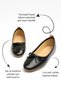 Daily Women's Black Patent Leather Ballerina Oval Toe Crocodile Comfortable Mold Serrated Sole Ballerina Shoes 112 - 4