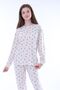 Minimal Flower Detailed Blue Girls' Pajama Set - 3