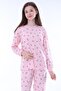 Minimal Flower Detailed Blue Girls' Pajama Set - 4