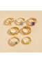 Yner 7 Piece Gold Snake Star Detailed Ring Set - 4
