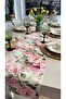 Roza Stain-Resistant Floral Patterned Pink Ecru Runner (Napkins Not Included) - 6