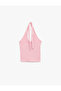Wrap Fabric Slim Fit Back Low-Cut Halter Neck Top - 4