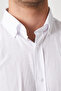 White Men's Linen Texture Shirt – 100% Cotton, Long Sleeve, Regular Fit, Stand Collar - 6