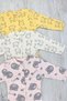 Colorful Patterned Ribbed 3-Piece 100% Cotton Baby Girl Boy Children's Jumpsuit 1-3 Months, 3-6 Months, 6-9 Months - 4