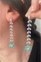 Silver Colored Green Stone Long Dangle Flower Stylish Party Engagement Henna Wedding Evening Dress Earrings