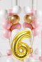 6 Year Old Retro Gold Pink White Balloon Set Birthday Balloon with Gold Numbers Stylish Party Ornament