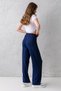 Women's Navy Blue High Waist Elastic Waist Lace up Stretchy Wide Leg Palazzo Wrap Women's Trousers - 8