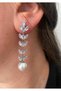 Stoned Silver Color Long Pearl Dangle Stylish Party Engagement Henna Wedding Wedding Evening Dress Earrings - 3