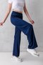 Women's Navy Blue High Waist Elastic Waist Lace up Stretchy Wide Leg Palazzo Wrap Women's Trousers