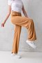 Women's Mink High Waist Elastic Waist Lace up Stretchy Wide Leg Palazzo Wrinkle Women's Trousers - 6