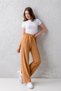 Women's Mink High Waist Elastic Waist Lace up Stretchy Wide Leg Palazzo Wrinkle Women's Trousers - 7