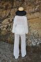 White Openwork Cardigan-Pants Women's Knitwear Bottom Top Beach Suit - 5