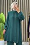 City Suit Elastic Waist Trousers Stone Detailed Aerobin Tunic Bottom Top Double Hijab Suit - 3
