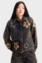 Women's Dark Tint Color 4W5-87 Special Flower Embroidered Oversize Special Design Denim Jacket