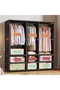 Freestanding Metal Wardrobe Storage Rack Clothes Organizer with Hanging Rod and Shelves - 3