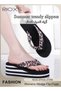 Women's Leopard Wedge Flip-Flops Casual High Platform Non-Slip Sandals For Indoor Or Outdoor Use - 2