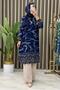 Model Suit Viscose Fabric Women's Navy Blue Patterned Hijab Double Suit