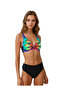 Women's Black Multicolor High Waist Lined Bikini Set Hzl25S-Lc22315 - 3
