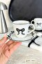 Bow 2 Person 4 Piece Porcelain Coffee Cup Set 90 Cc Black Ribbon Patterned