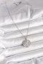 Silver Steel Chain Moon Sun Worked Medallion Necklace with Zircon for Elegant Woman