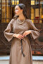 Brown Dress with Stitching Detail - 5
