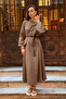 Brown Dress with Stitching Detail
