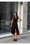 Belted Collar Buttoned Black Dress - 5