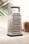 Stainless Steel Multi-Purpose Grater – 4 Sides, Non-Slip Base, Measuring Bowl