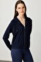 Women's Kangaroo Pocket Sweat Tracksuit Top Navy Blue - 4
