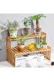 2-Tier Bamboo Plant Stand Shelf, Adjustable Rustic Flower Pot Holder Organizer Large 47X21X30cm
