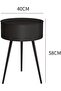Round Side Table with Triangle Metal Legs, Coffee Table with Storage Shelf, Bedside Table, Black Col - 3