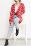 Women's Letter Detailed Wool Pique Cardigan Red - 2