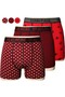 3 Pieces Red Tone Cotton Men's Boxers