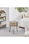 FFD Handmade Natural Ottoman Footrest with 3 Metal Legs | Round Vanity Stool with Tassel - 5