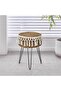 FFD Handmade Natural Ottoman Footrest with 3 Metal Legs | Round Vanity Stool with Tassel - 4