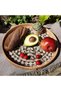 Handmade Rattan Tray Set of 2 with Mother-of-Pearl Inlay Round Boho Decorative Trays - 3