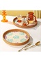 Handmade Rattan Tray Set of 2 with Mother-of-Pearl Inlay Round Boho Decorative Trays - 6
